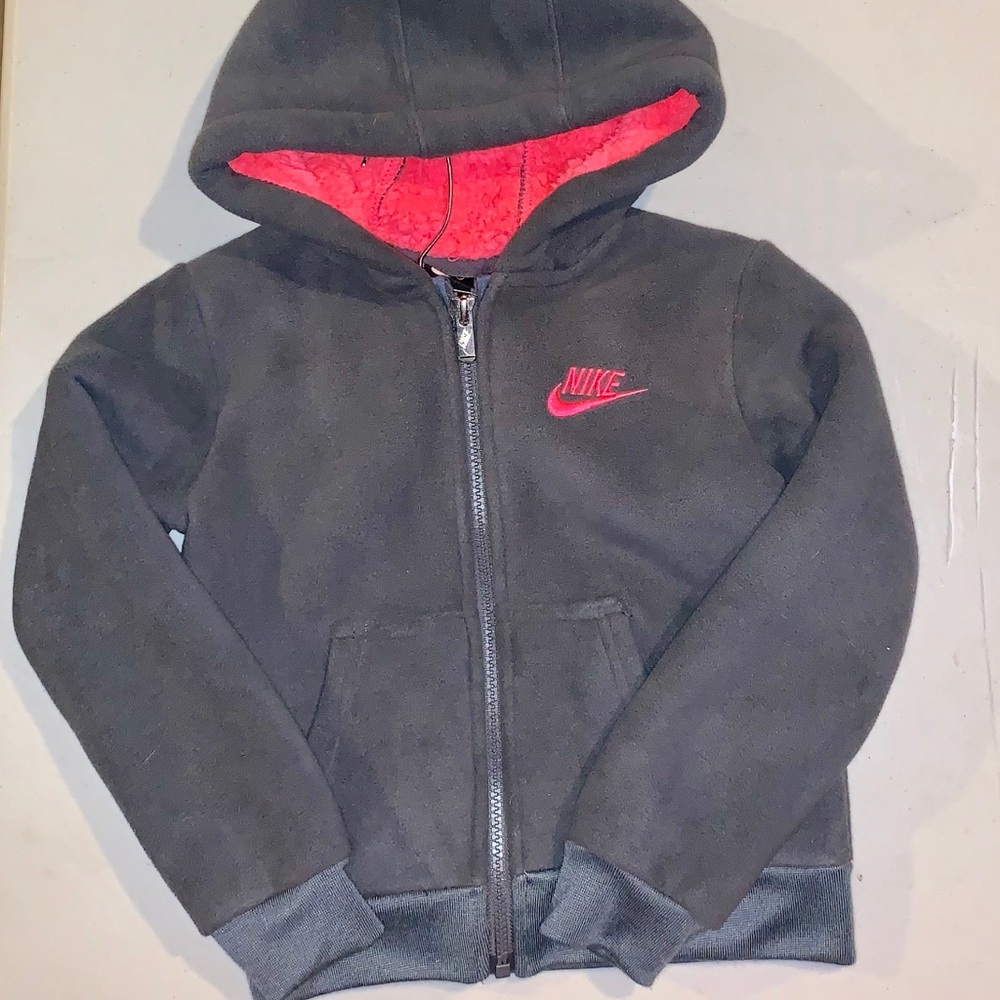 Nike dk grey fleece zip-up hooded sweatshirt